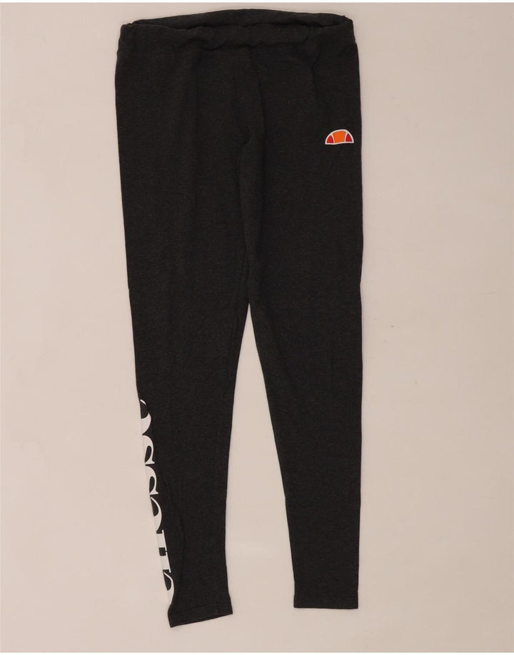 Ellesse Kvinders Grafiske Leggings UK 12 Medium Sort Bomuld