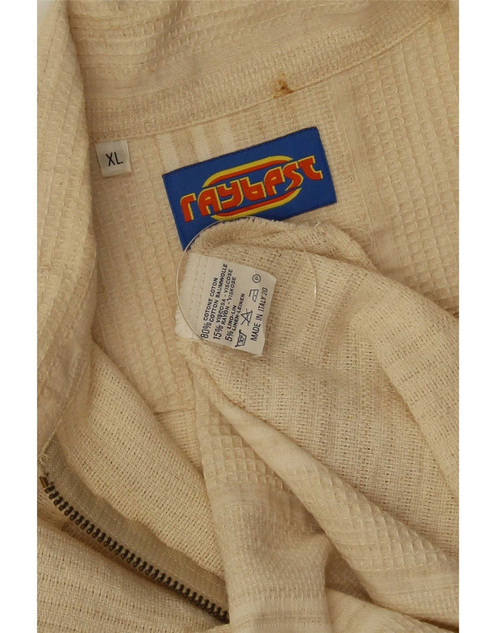 Vintage kortærmet herreskjorte XL beige stribet