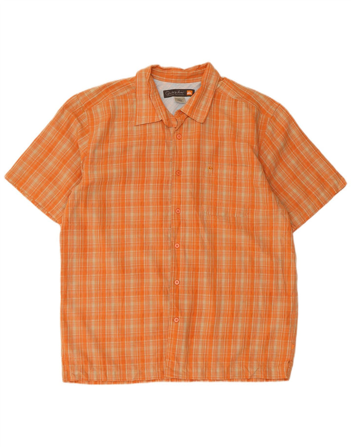 Quiksilver Kortærmet Herreskjorte Stor Orange Ternet Rayon