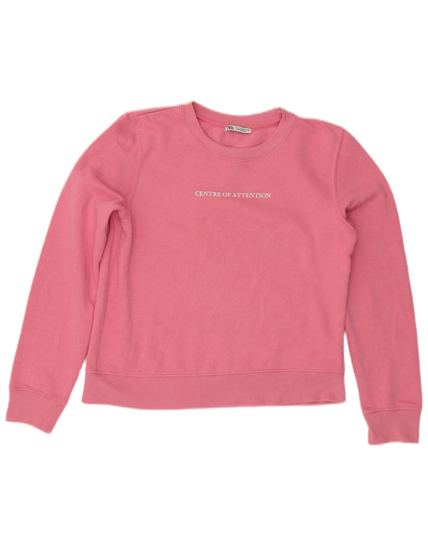 ZARA Graphic Sweatshirt Jumper UK 14 Medium Pink Bomuld
