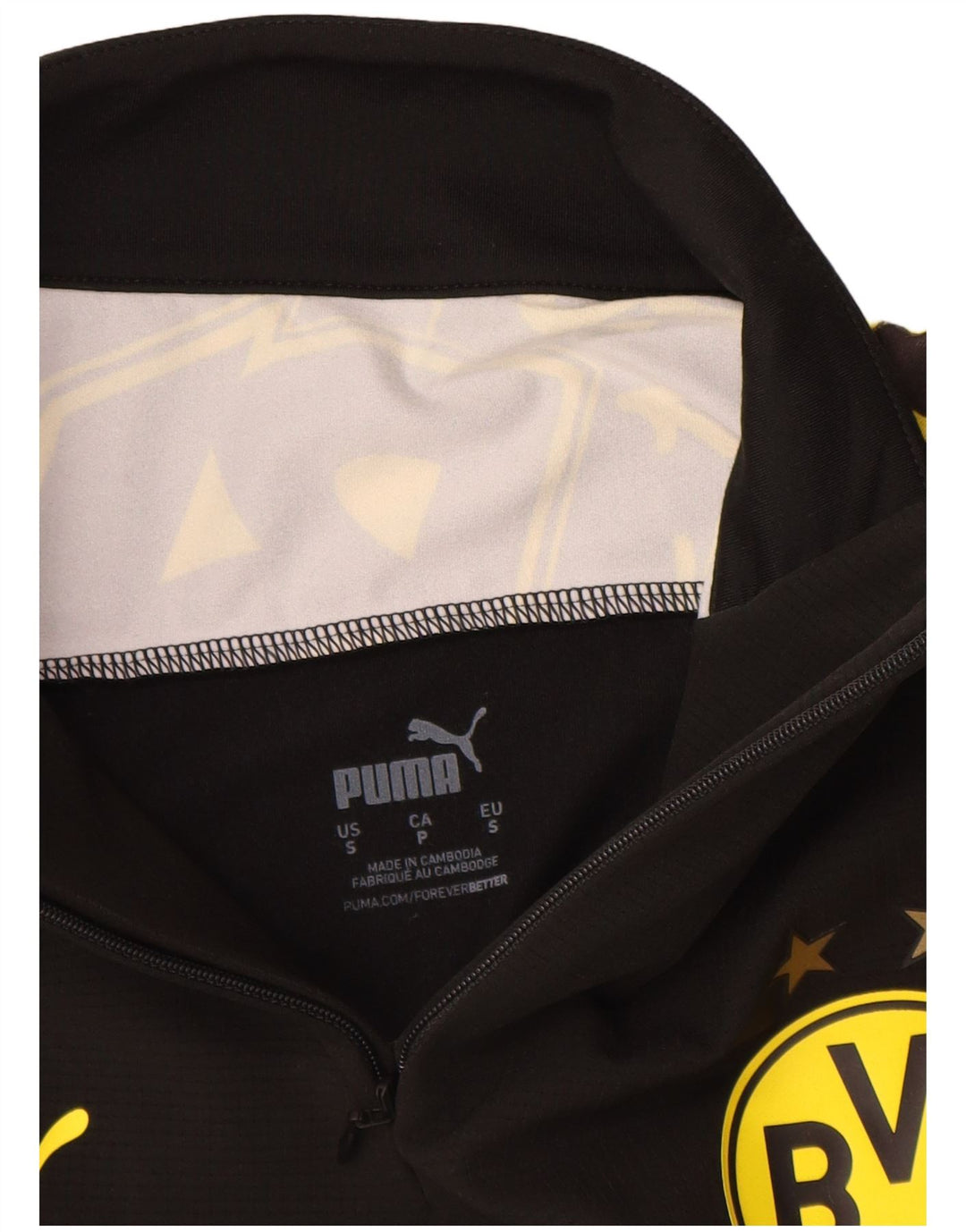 Puma Herre BVB Dortmund Grafisk Zip Neck Pullover Træningsdragt Top Lille Sort