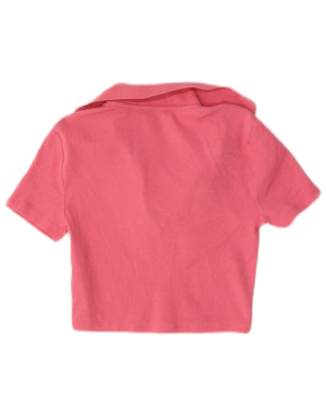 Zara Womens Crop Polo Shirt UK 12 Medium Pink Bomuld
