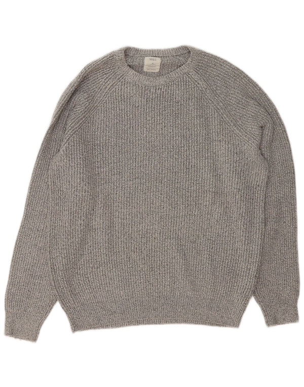 Marks & Spencer Herre sweater med rund hals, mellemgrå polyester