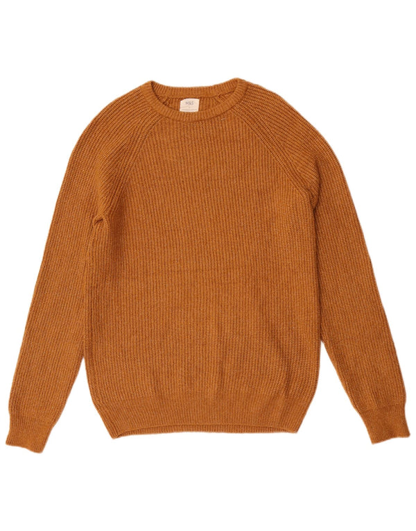 Marks & Spencer Herre Boat Neck Jumper Sweater Lille brun polyamid