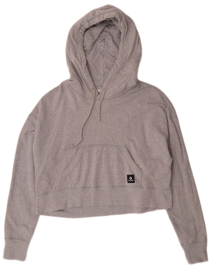 Converse Womens Crop Oversized hættetrøje Jumper UK 14 Medium Grey Bomuld
