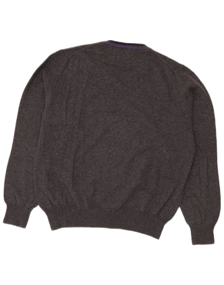 FRED PERRY Herre V-hals sweater mellemgrå uld