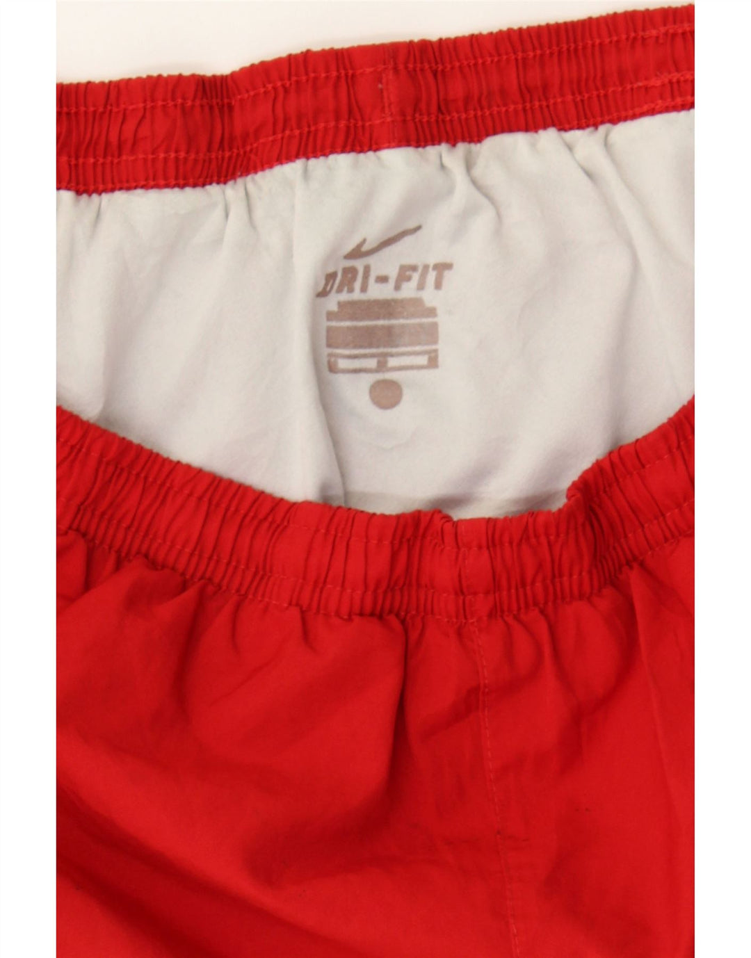 NIKE Womens Dri Fit Sport Shorts UK 12 Medium  Red Colourblock Polyester Vintage Nike and Second-Hand Nike from Messina Hembry 