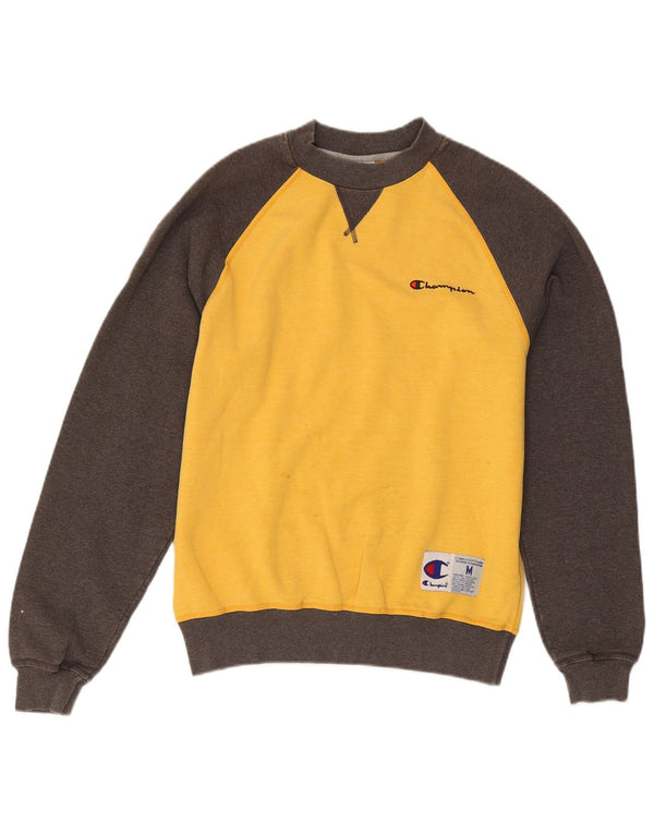 Champion Mens Sweatshirt Jumper Medium Yellow Colourblock Cotton
