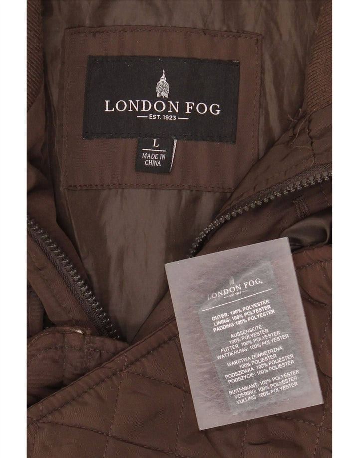 London Fog Herre Quiltet Jakke UK 40 Stor Brun Polyester