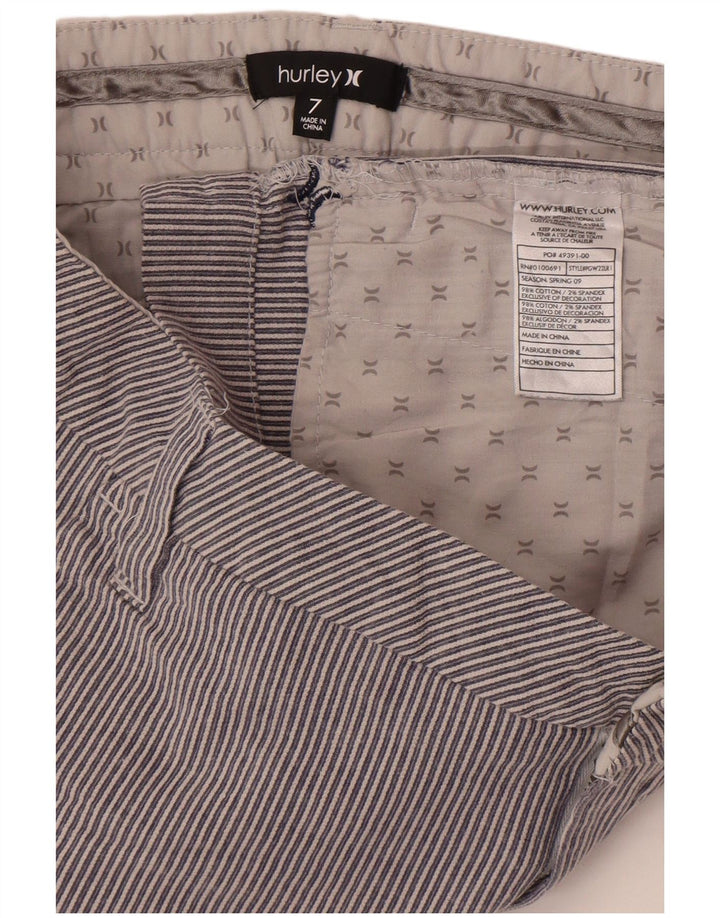Hurley Womens Hot Pants US 7 Medium W32 blå stribet bomuld