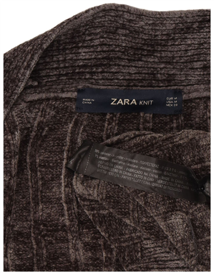 Zara Womens Oversized Longline Open Cardigan Sweater UK 14 Medium Grey
