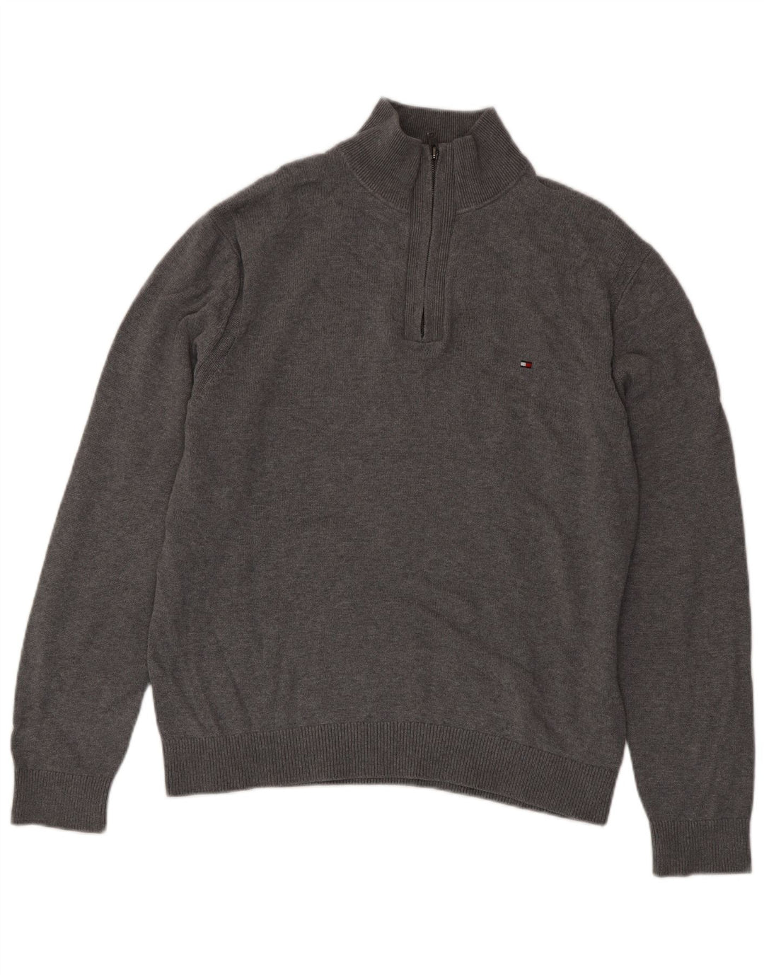 Tommy Hilfiger Herre Zip Neck Jumper Sweater XL Grå Bomuld