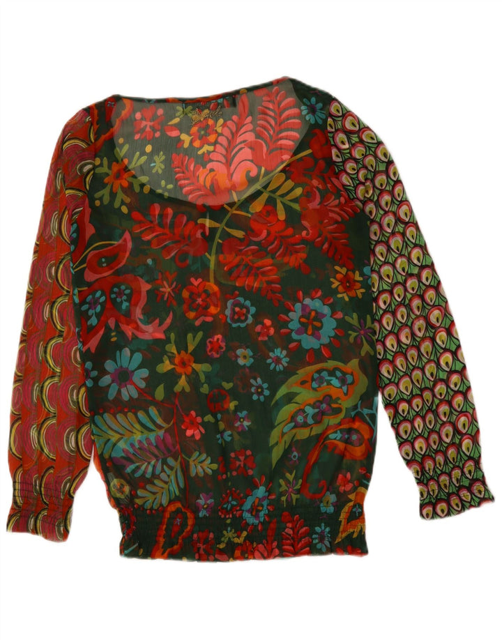 Desigual Dame Langærmet Bluse Top UK 10 Small Multicolored Paisley