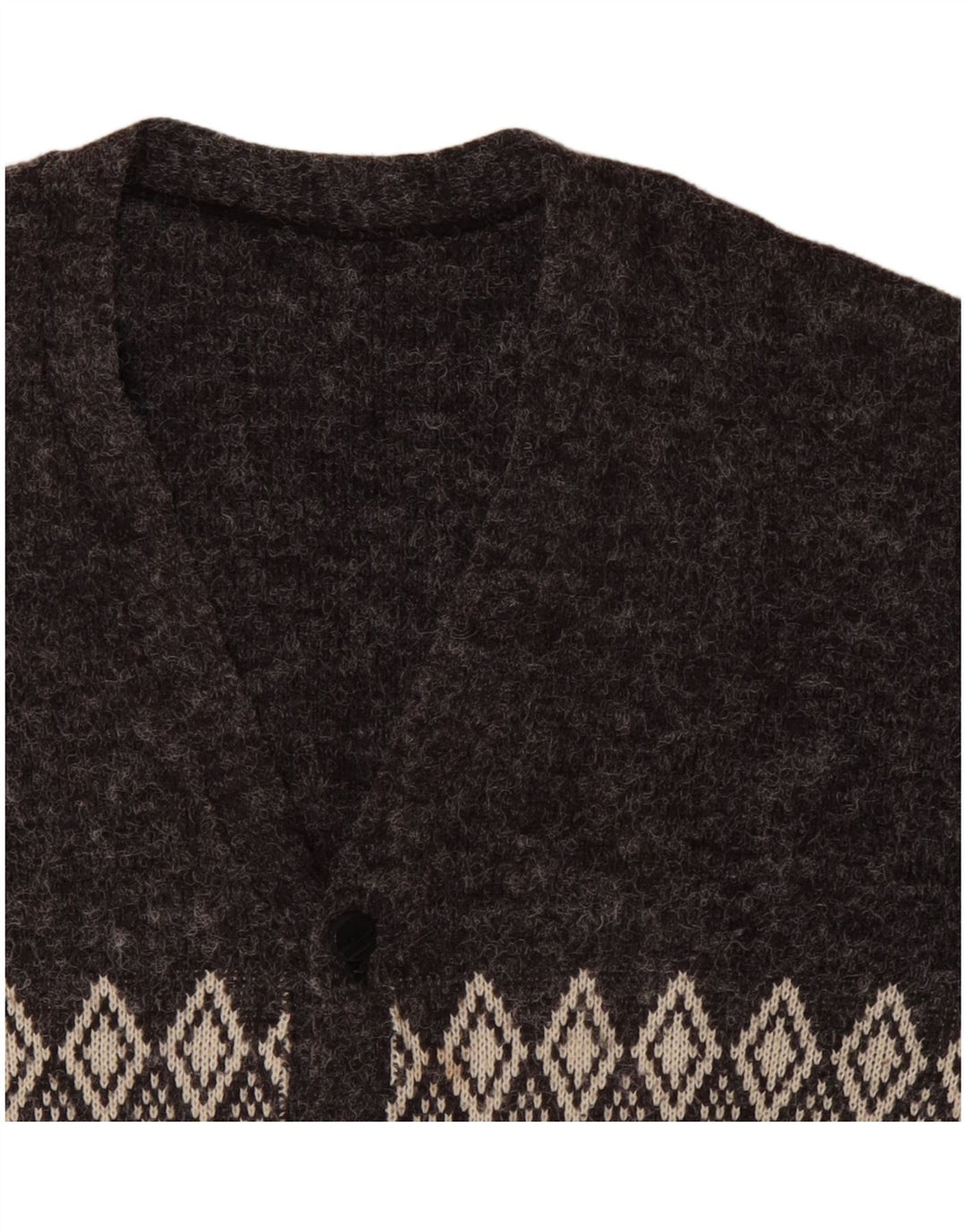 VINTAGE Herre cardigan sweater XL Grå Argyle/Diamond