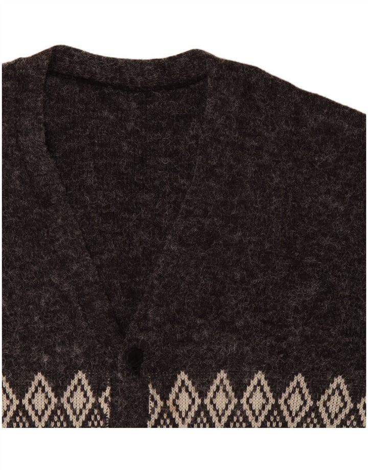 VINTAGE Herre cardigan sweater XL Grå Argyle/Diamond