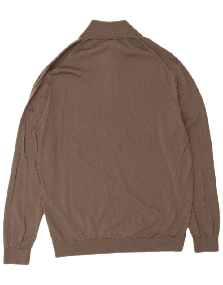 Massimo Dutti Herre Zip Neck Jumper Sweater 2XL Brun Uld