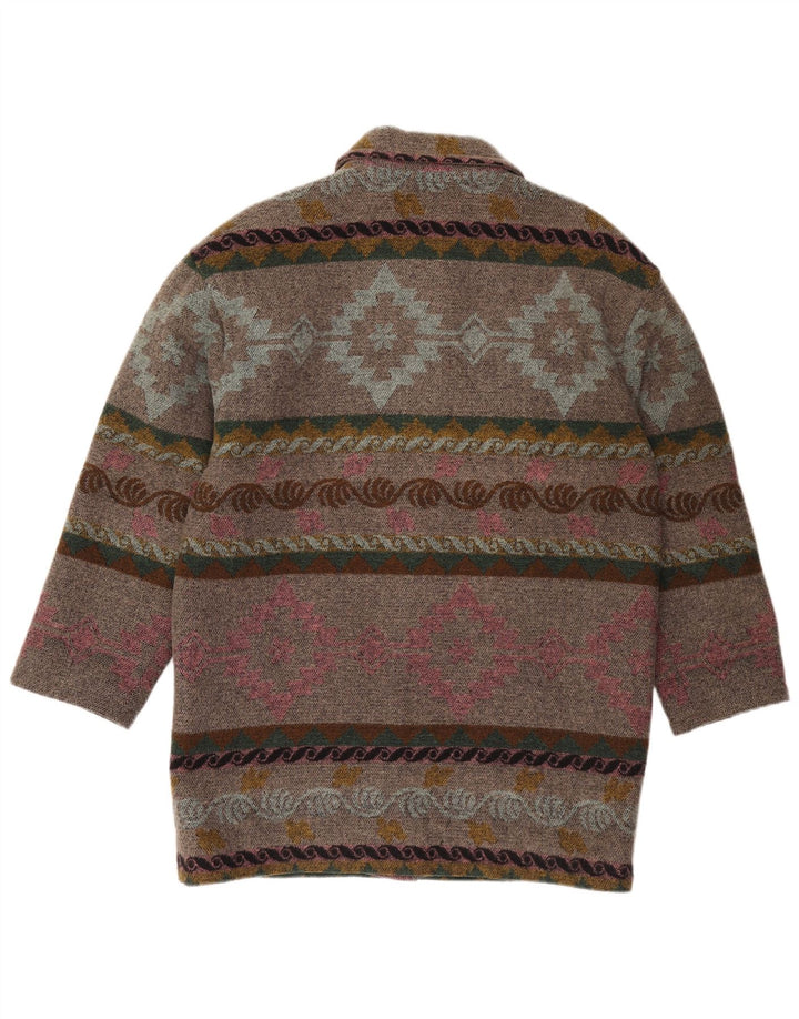 Vintage Dame Overfrakke UK 14 Stor Grå Geometrisk