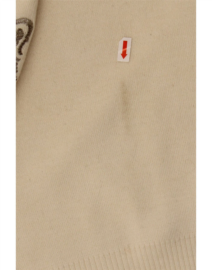 BOGNER Dame Turtle Neck Jumper Sweater UK 16 Large Beige Paisley Wool