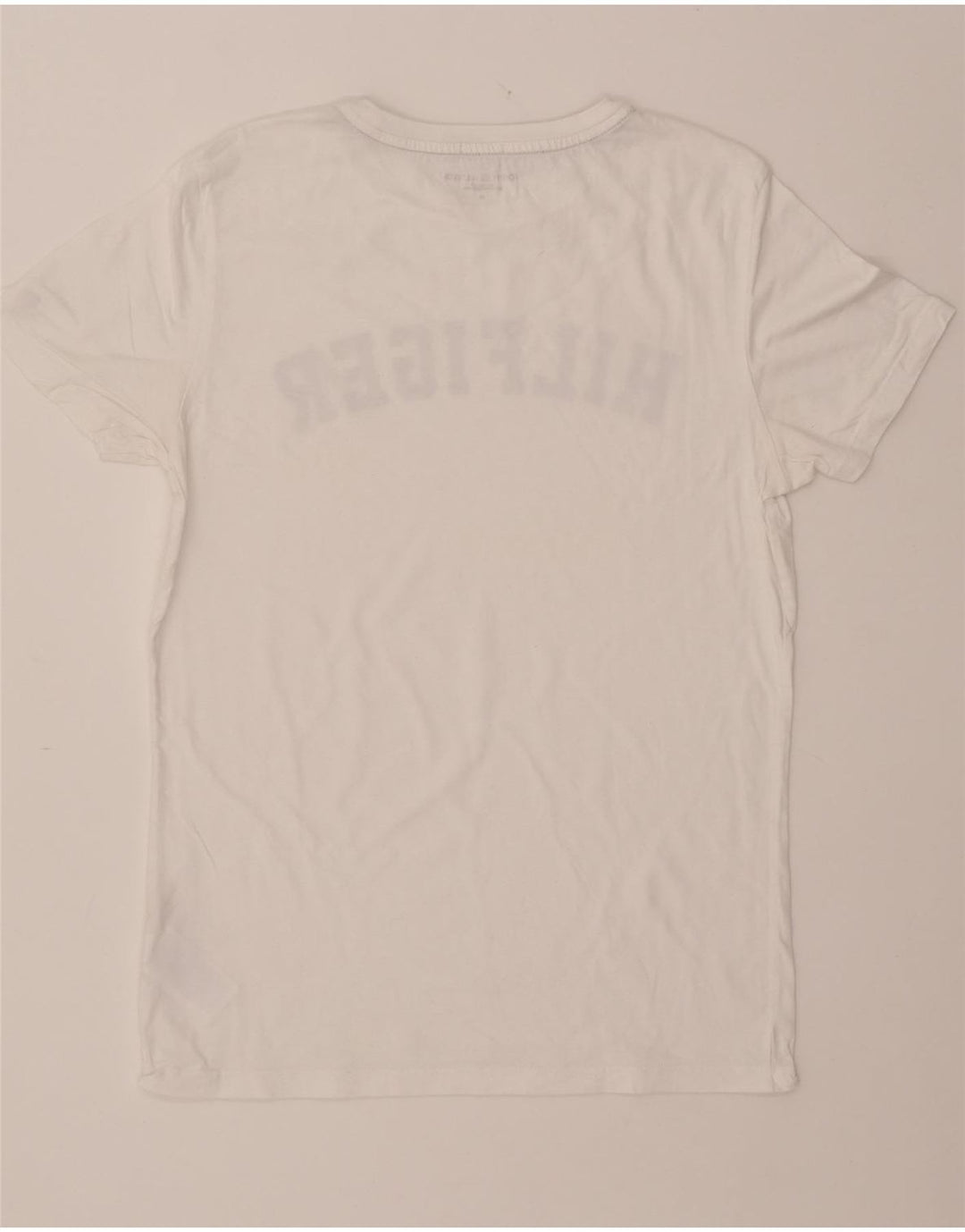 TOMMY HILFIGER Grafisk T-shirt top til kvinder UK 14 Medium hvid bomuld