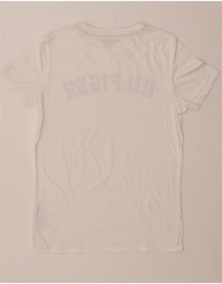 TOMMY HILFIGER Grafisk T-shirt top til kvinder UK 14 Medium hvid bomuld