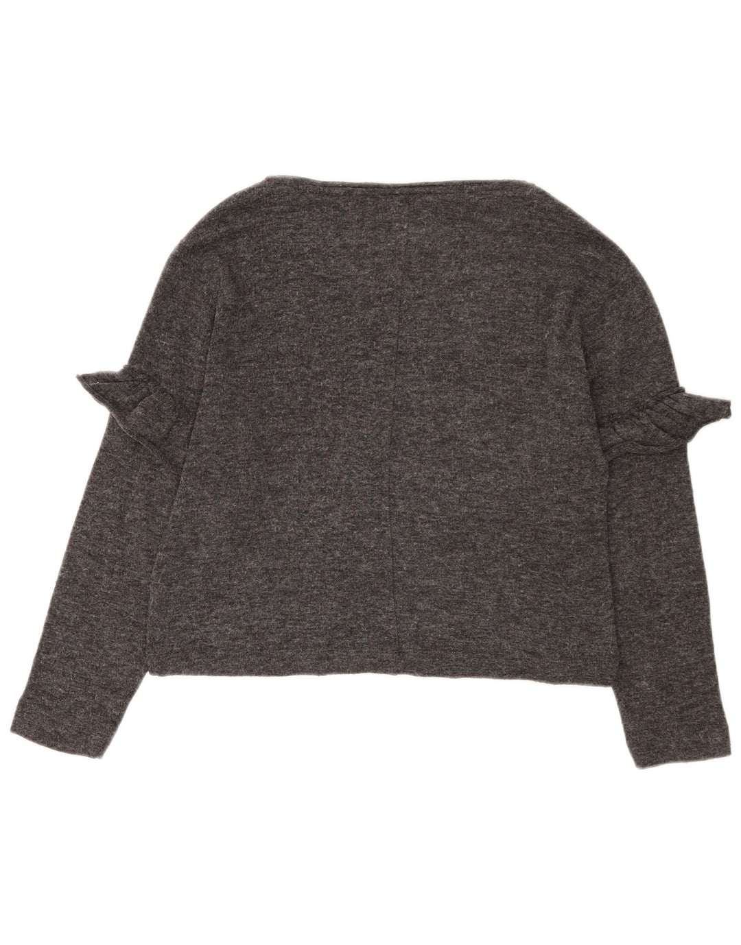 Zara Womens Crop Oversized Top Langærmet UK 10 Small Grå Polyester