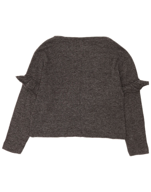 Zara Womens Crop Oversized Top Langærmet UK 10 Small Grå Polyester