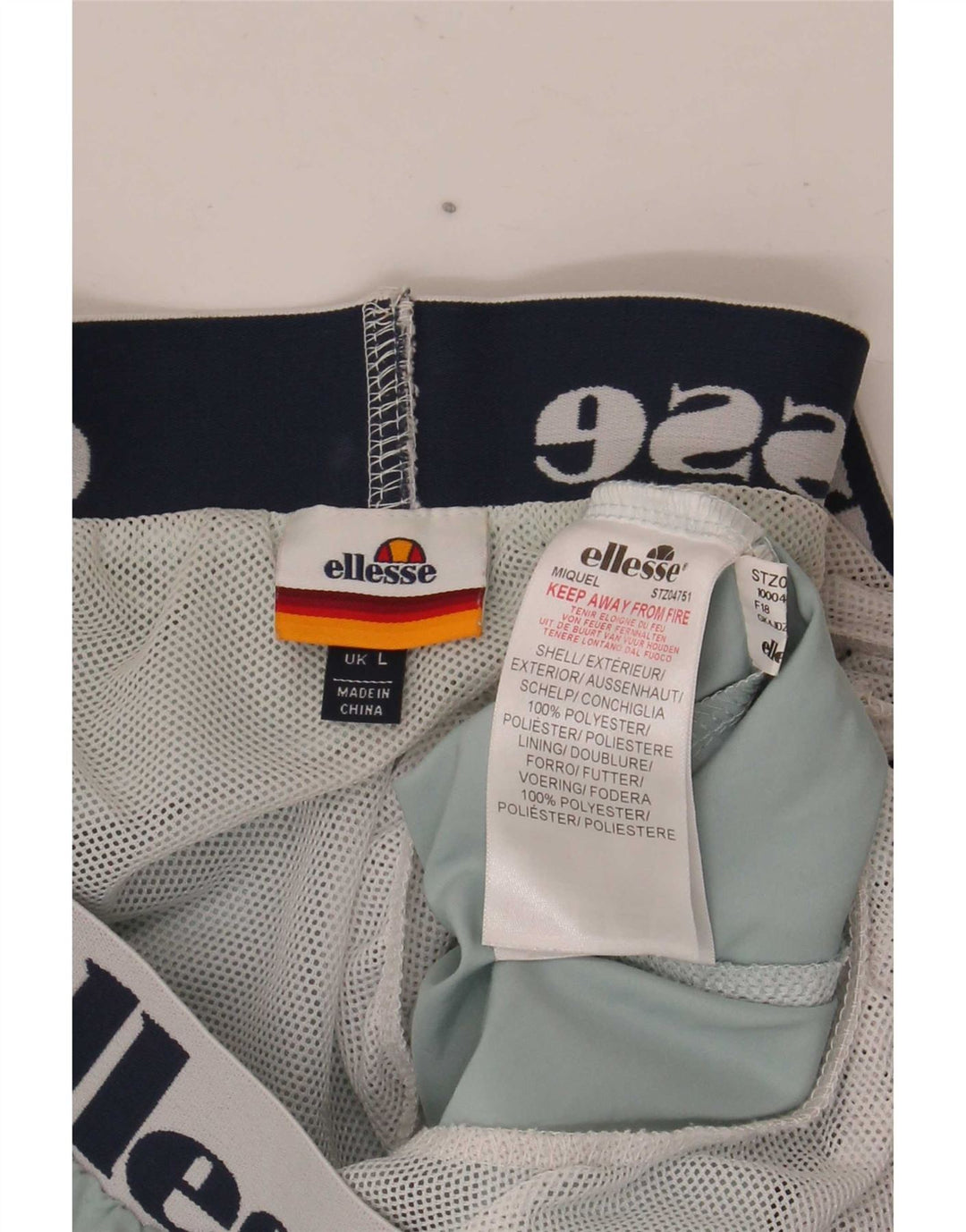 Ellesse Womens Graphic Sports Shorts UK 14 Large Blue Colourblock Polyester