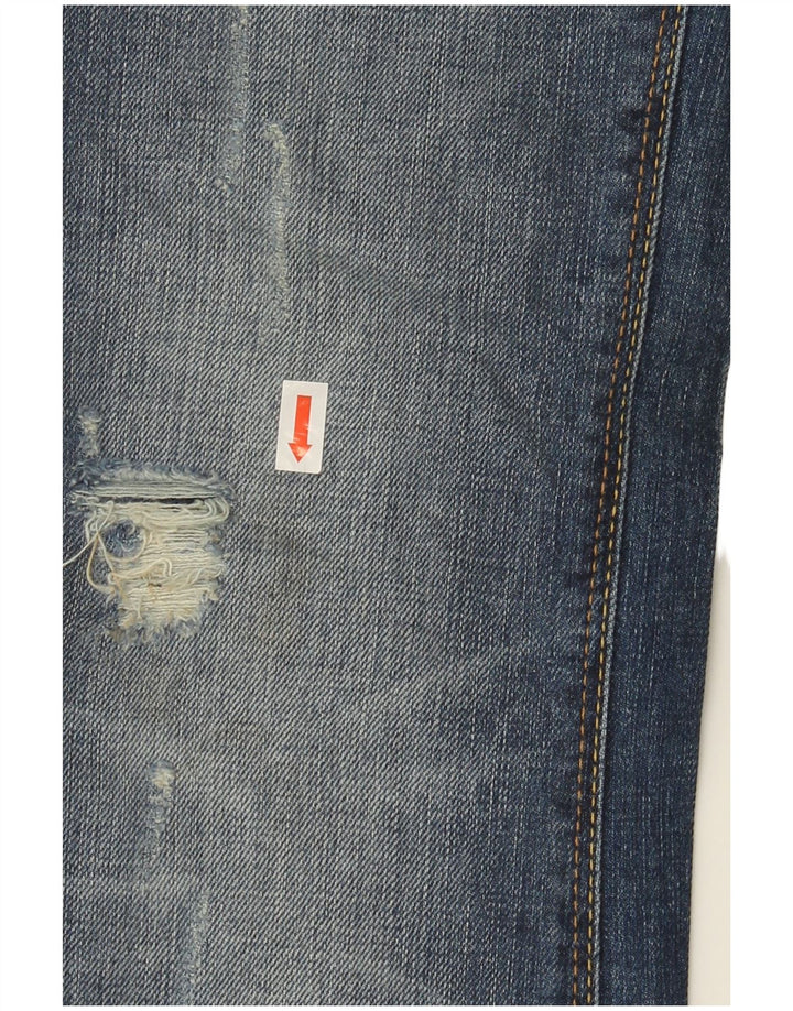 Zara Dame Distressed Bootcut Jeans EU 34 2XS W28 L30 Blå Bomuld