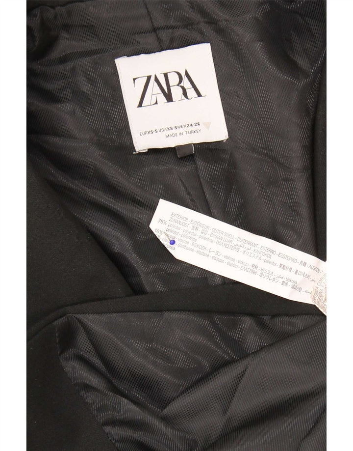 Zara Dame 2 Knapper Oversized Blazer Jacket UK 6 XS Sort Polyester