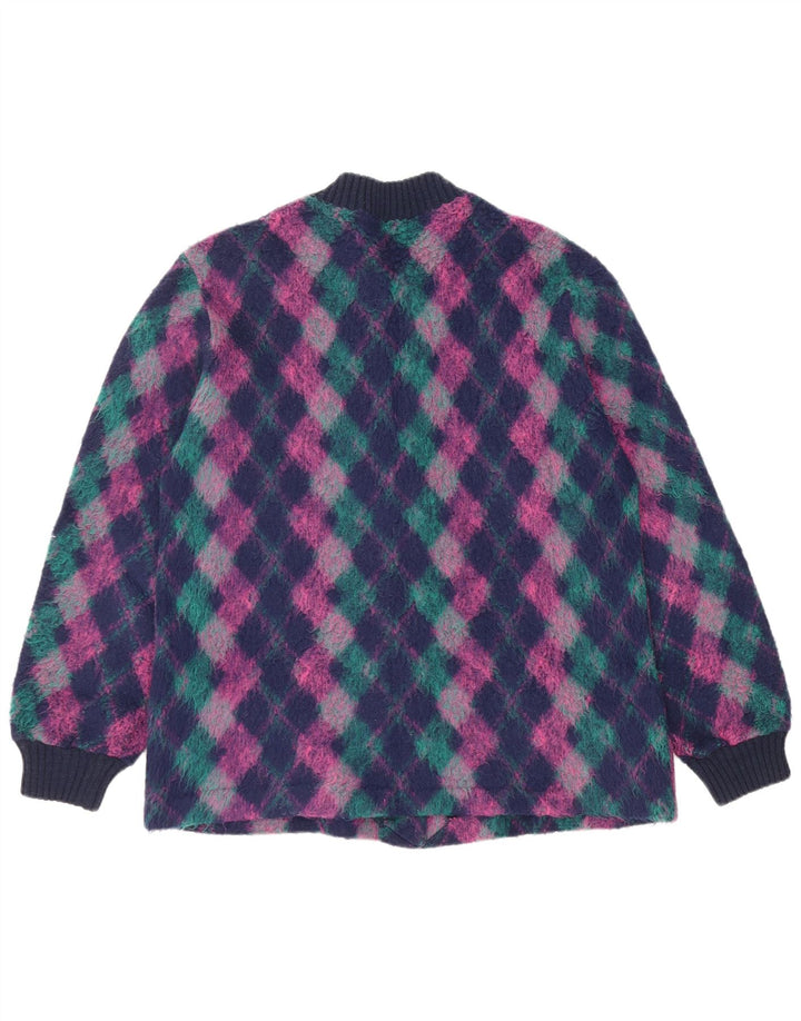 Vintage dame cardigan sweater EU 50 3XL flerfarvet Argyle/Diamond Wool
