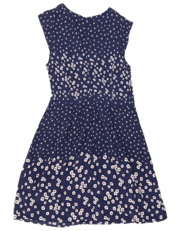 Oasis Womens A-Line Dress UK 12 Medium Navy Blue Floral Viscose