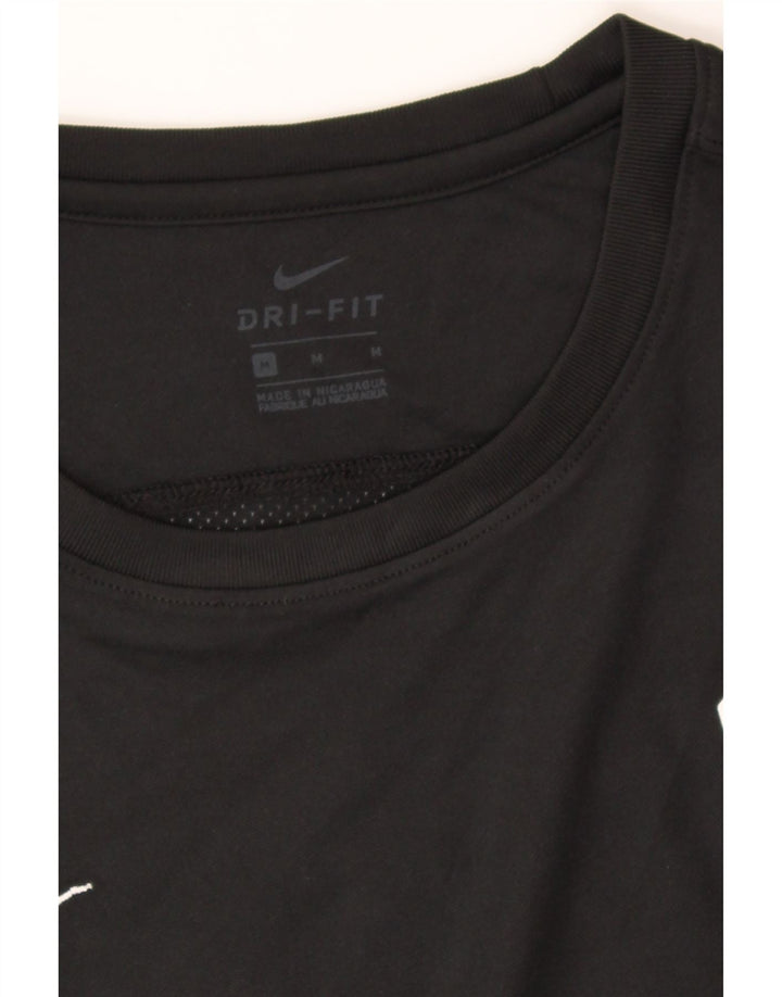 NIKE Womens Dri Fit Graphic T-Shirt Top UK 14 Medium Black Polyester Vintage Nike and Second-Hand Nike from Messina Hembry 