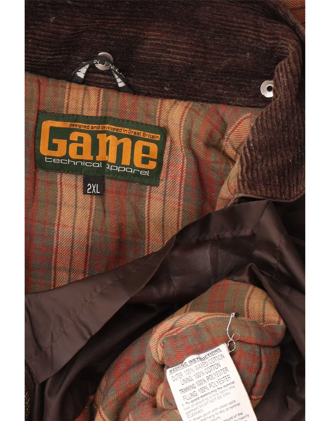 Game Technical Apparel Herre hættejakke i voksbehandlet bomuld UK 44 2XL Brun