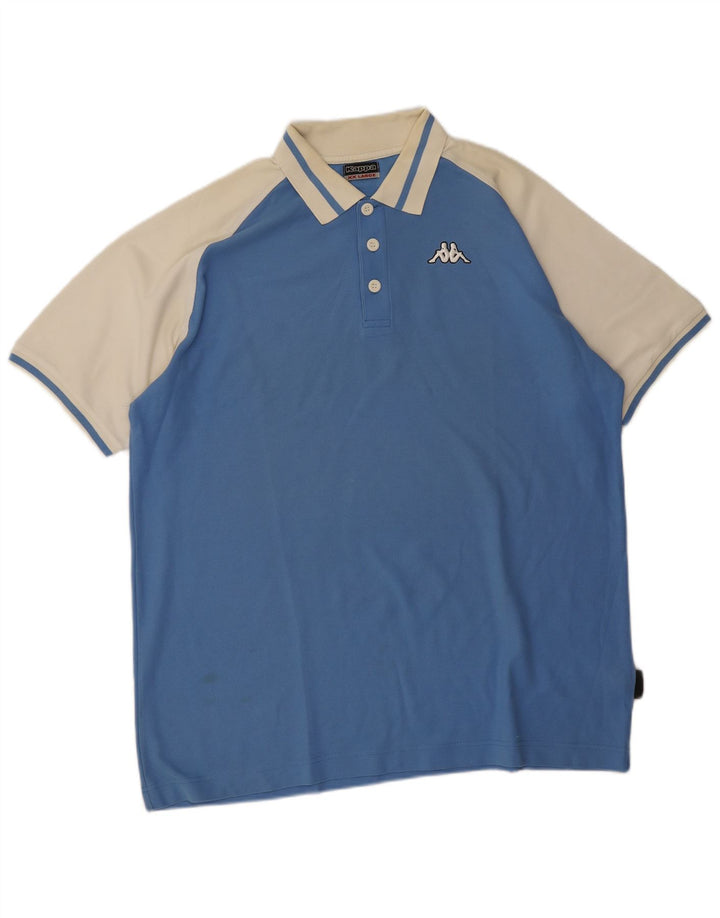 Kappa Polo Shirt til mænd 2XL Blå Colourblock Bomuld