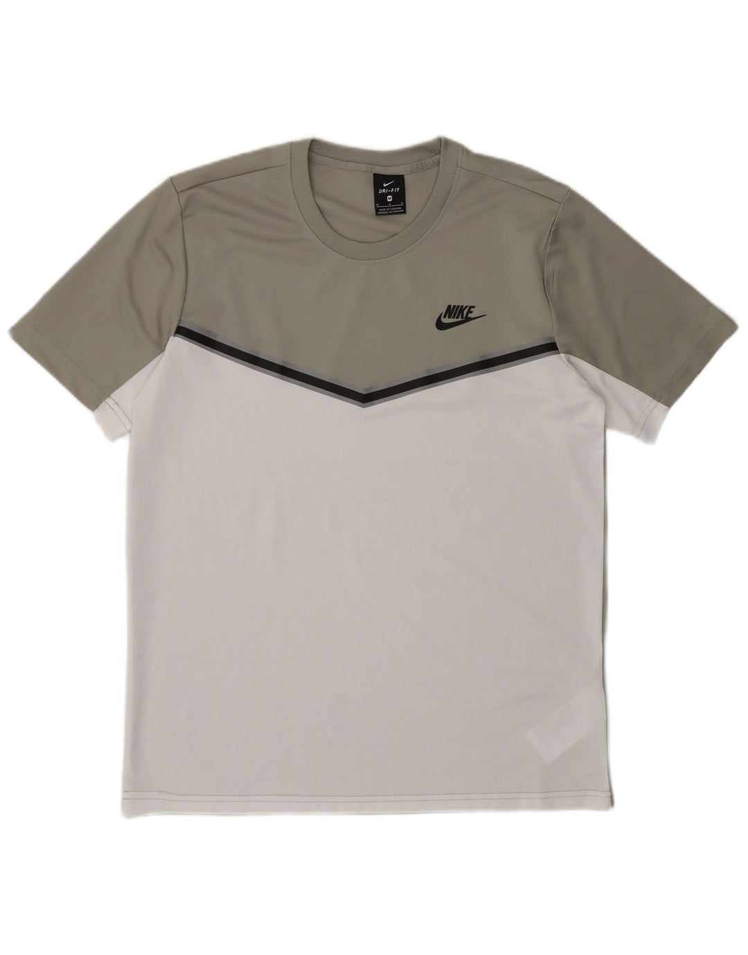 Nike Herre Dri Fit T-shirt Top Medium Grey Colourblock Polyester
