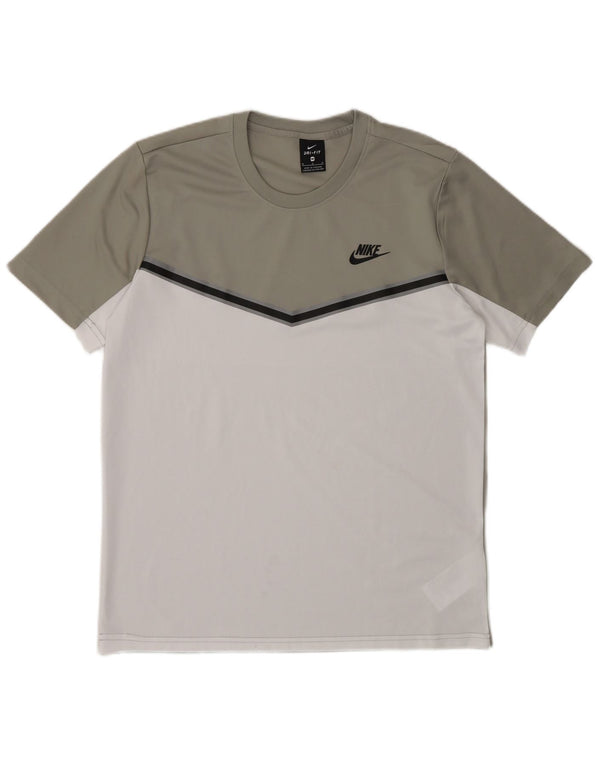 Nike Herre Dri Fit T-shirt Top Medium Grey Colourblock Polyester