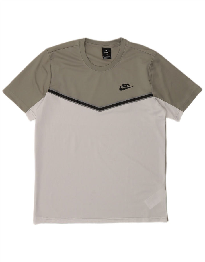 Nike Herre Dri Fit T-shirt Top Medium Grey Colourblock Polyester