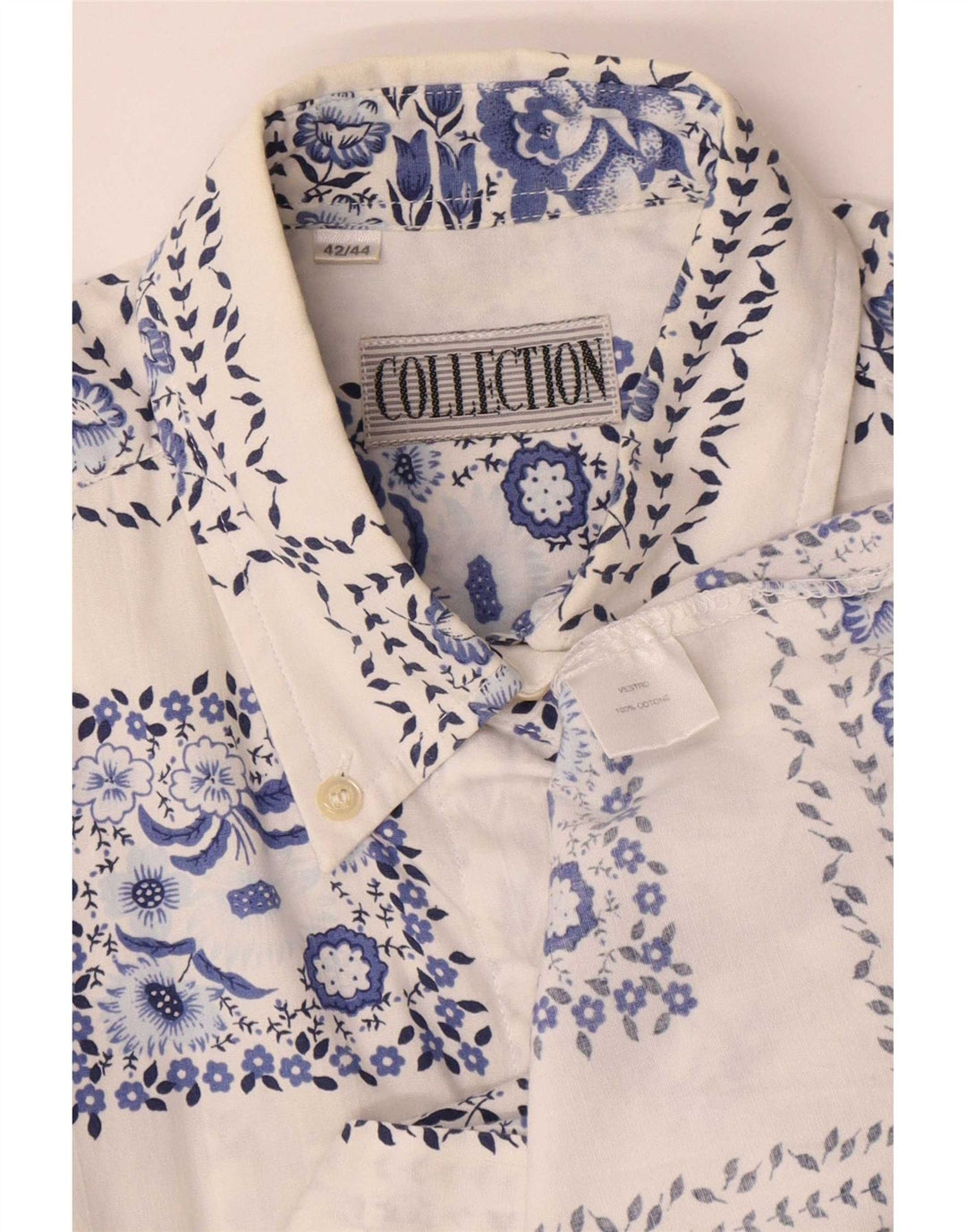 Collection Dameskjorte str. 42/44 Large White Floral Cotton