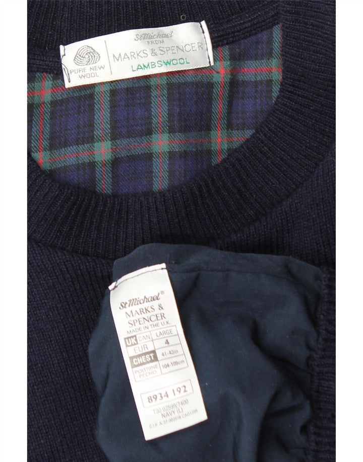 Marks & Spencer Herre sweater med rund hals, stor marineblå ny uld