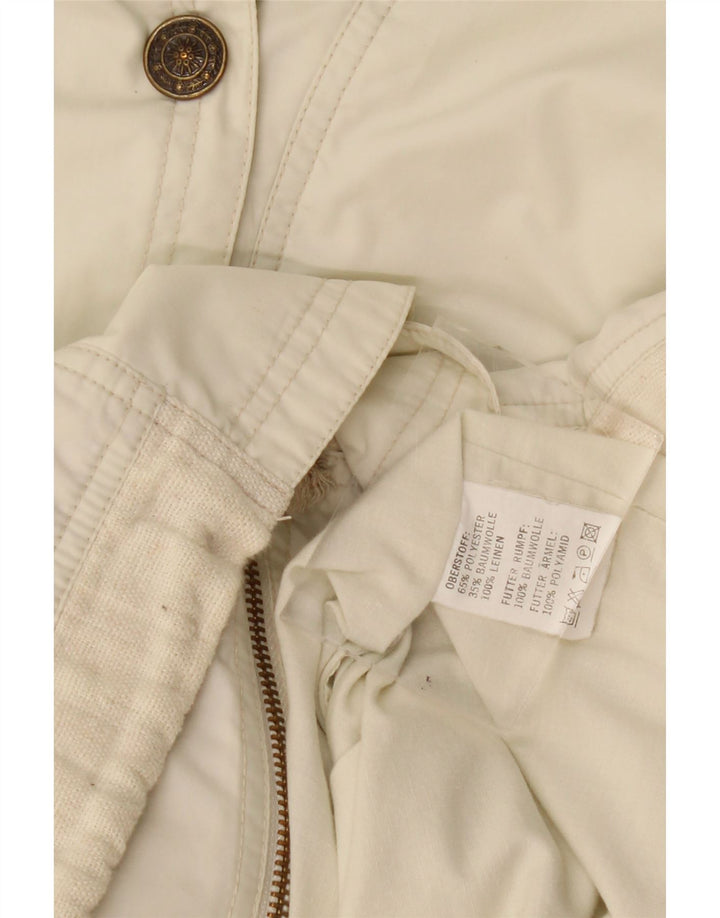 Vintage Kvinders Oversized Hooded Utility Jacket UK 20 2XL Off White