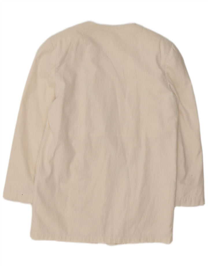 VINTAGE Dame Longline Blazer Jacket UK 14 Medium White