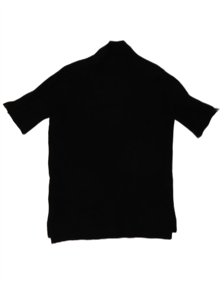 Zara strikket top med korte ærmer til kvinder UK 12 Medium Black Viscose
