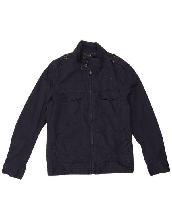 ZARA Herre Military Jacket UK 40 Large Navy Blue Polyester
