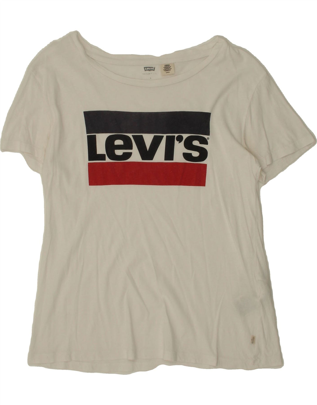 LEVI'S Mens Graphic T-Shirt Top Small White Cotton Vintage Levi's and Second-Hand Levi's from Messina Hembry 