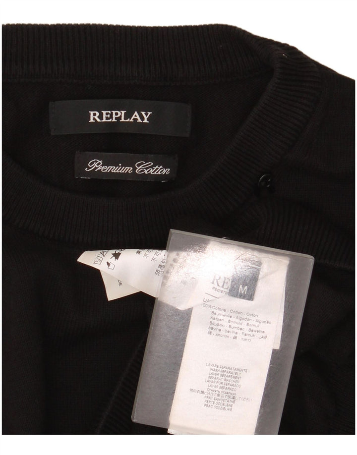 Replay Herre Crew Neck Jumper Sweater Medium Sort Bomuld
