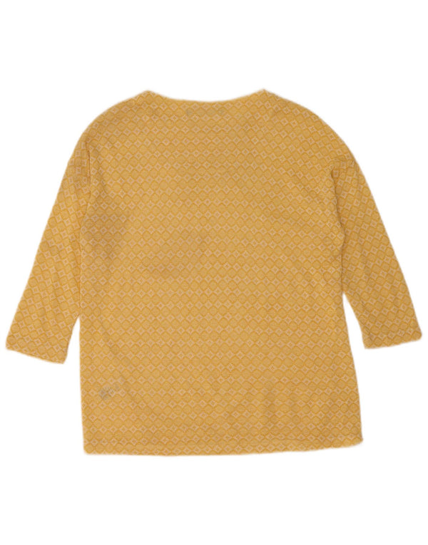 Marks & Spencer Dame Top 3/4 ærme UK 12 Medium Gul Geometrisk