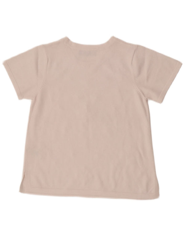 Marks & Spencer Kvinder grafisk T-shirt Top UK 10 Small White Floral Viscose