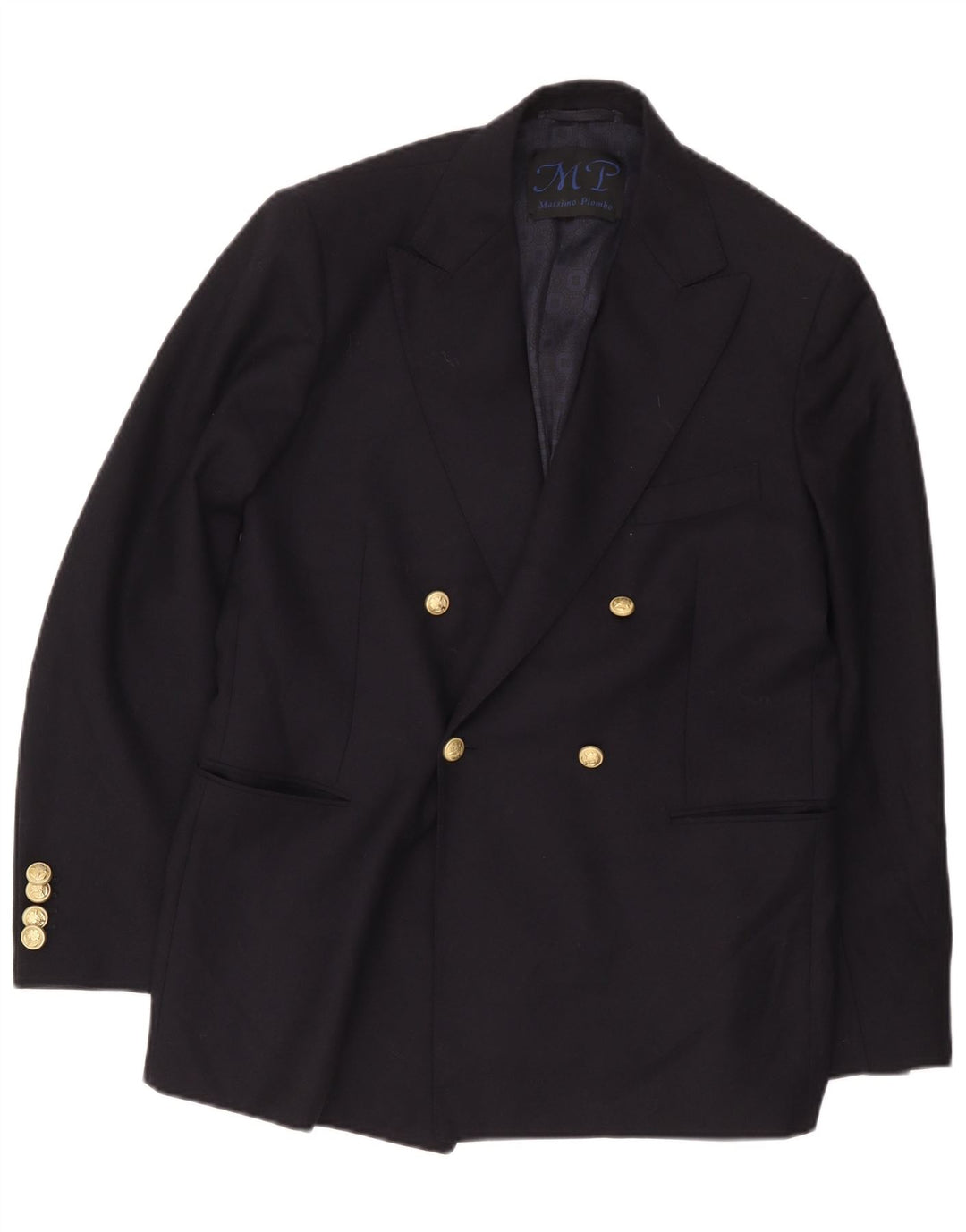 Massimo Piombo Herre Double Breasted Blazer Jacket IT 50 Large Navy Blue