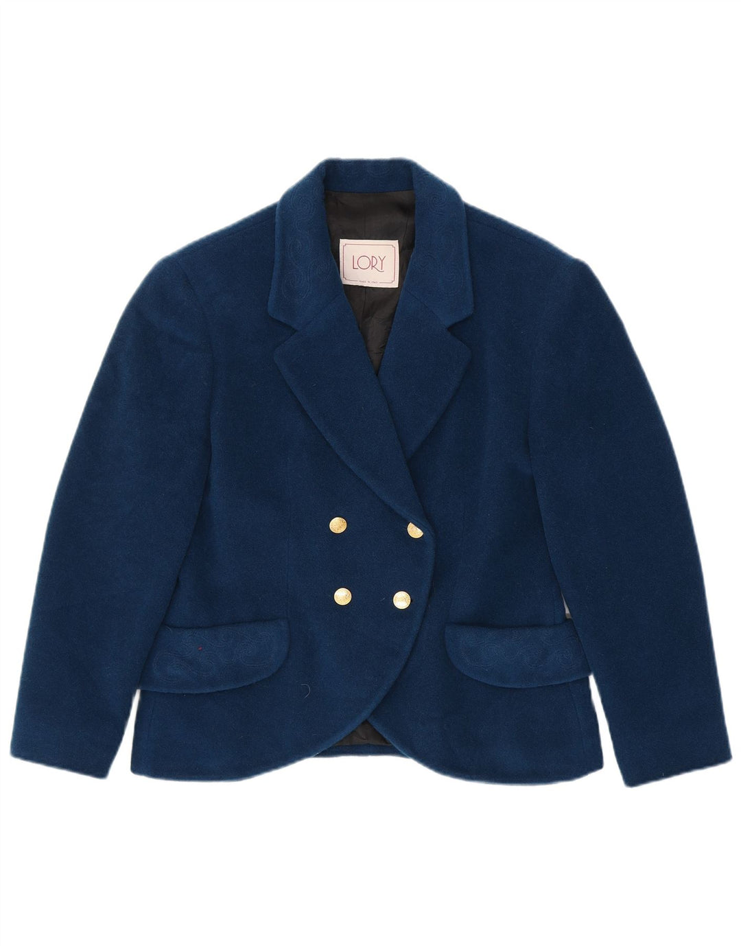 Vintage Dame Dobbeltradet Blazer Jacket IT 46 Large Navy Blue