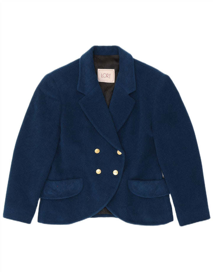 Vintage Dame Dobbeltradet Blazer Jacket IT 46 Large Navy Blue